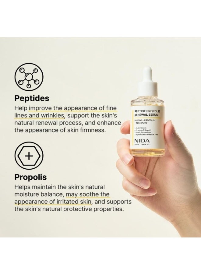 نيدا مجموعة 2-PACK NIDA المستخلص من نبات الجنتيانا مع حمض الهيالورونيك (50 مل) + مجموعة خلاصة البروبوليس والبيبتيد (50 مل) | ترطيب وتهدئة وتفتيح لون البشرة | يشد البشرة ويقلل من حجم المسام | يحسن نسيج البشرة ويقوي حاجز الجلد. - Image 3